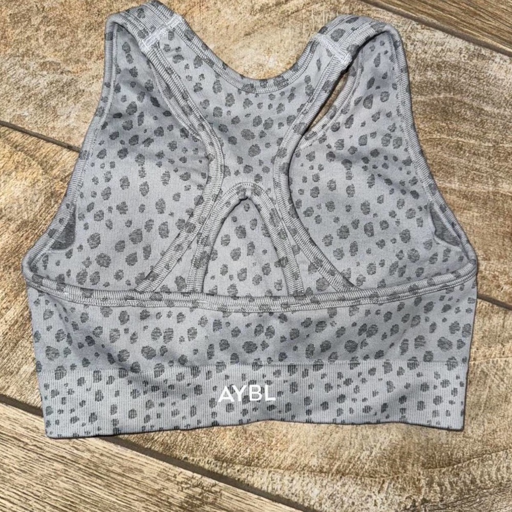 AYBL Grey Leopard Print Racerback Sports Bra